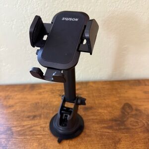 SUUSON Car Phone Holder Mount Bumpy Roads Friendly Arm Adjusts Suction Cup Black
